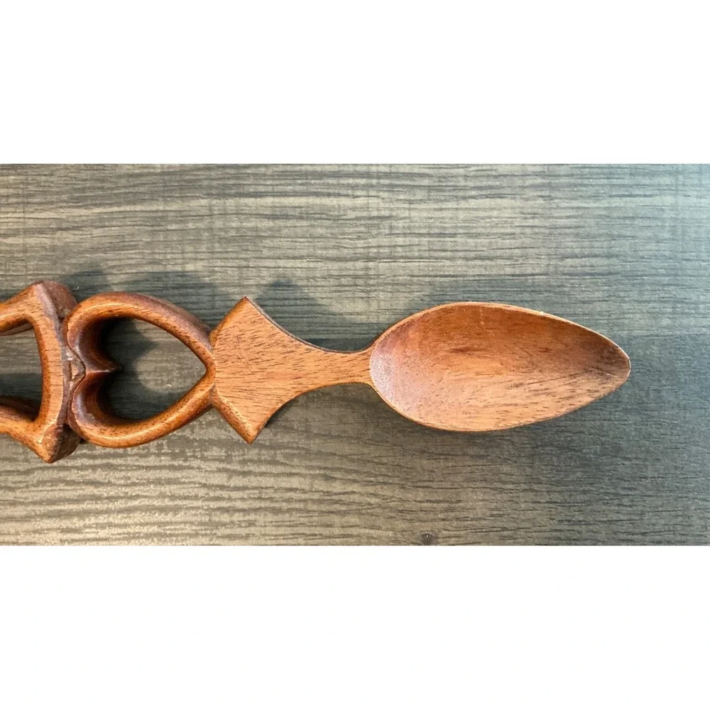 Vintage Wooden Folk Art Spoon Decorative Unique Farmhouse Preowned